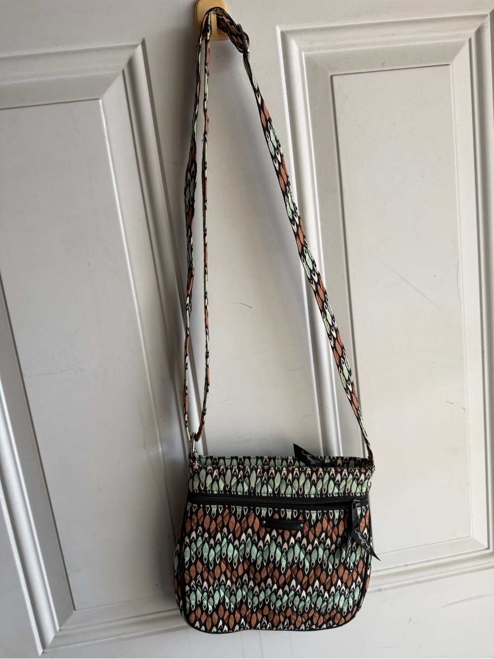 Vera Bradley Patterned Crossbody Bag in Mint and Brown